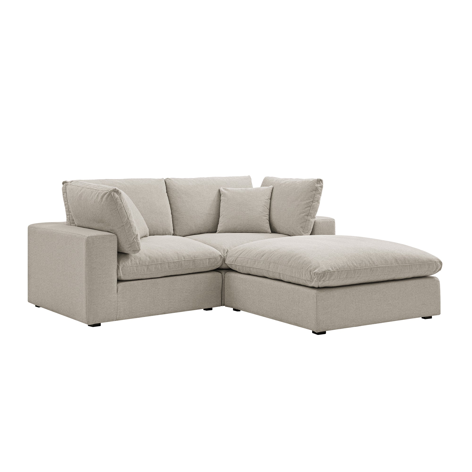 Lutyens Oatmeal Weave Fabric Sectional Sofa, 2-Piece Chaise