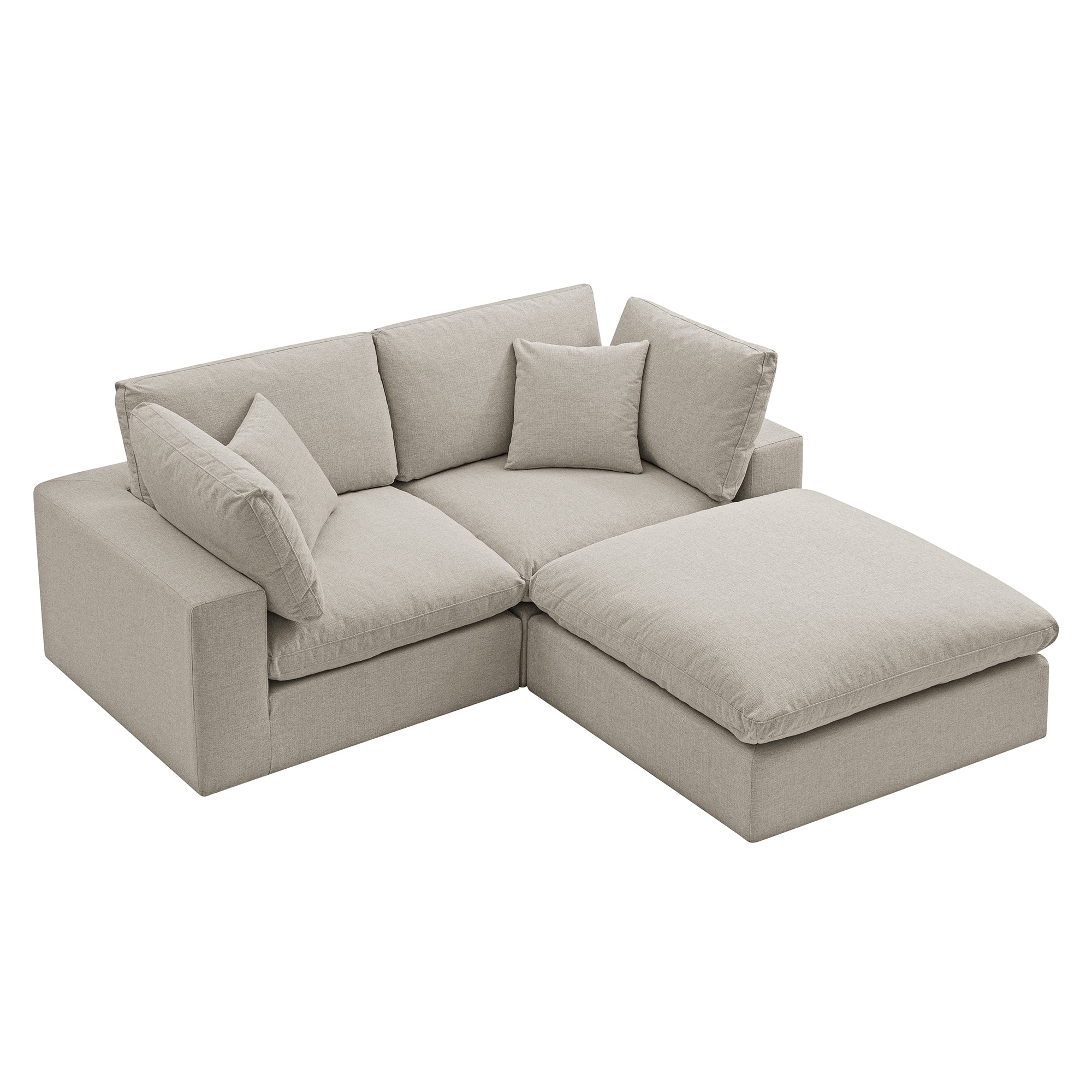 Lutyens Oatmeal Weave Fabric Sectional Sofa, 2-Piece Chaise