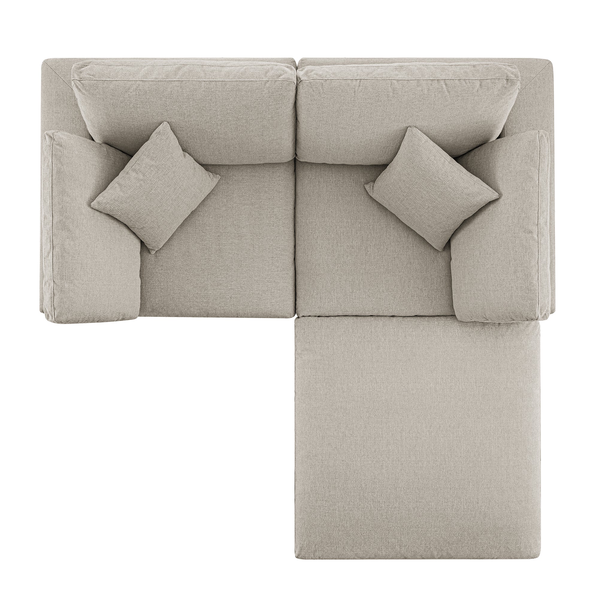 Lutyens Oatmeal Weave Fabric Sectional Sofa, 2-Piece Chaise