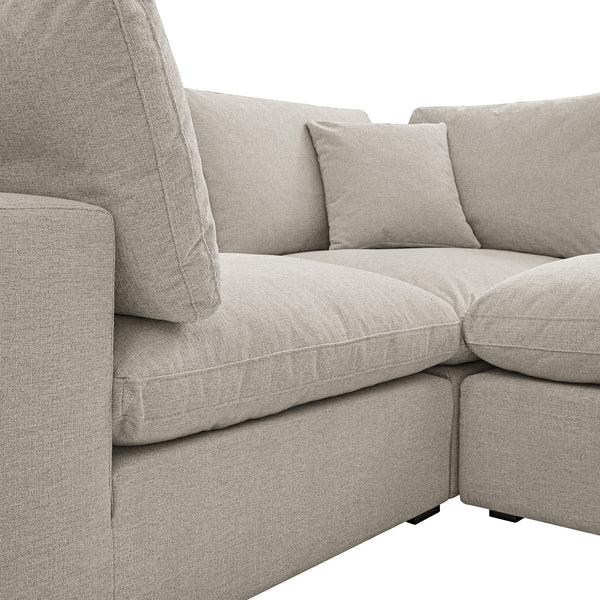 Lutyens Oatmeal Weave Fabric Sectional Sofa, 2-Piece Chaise