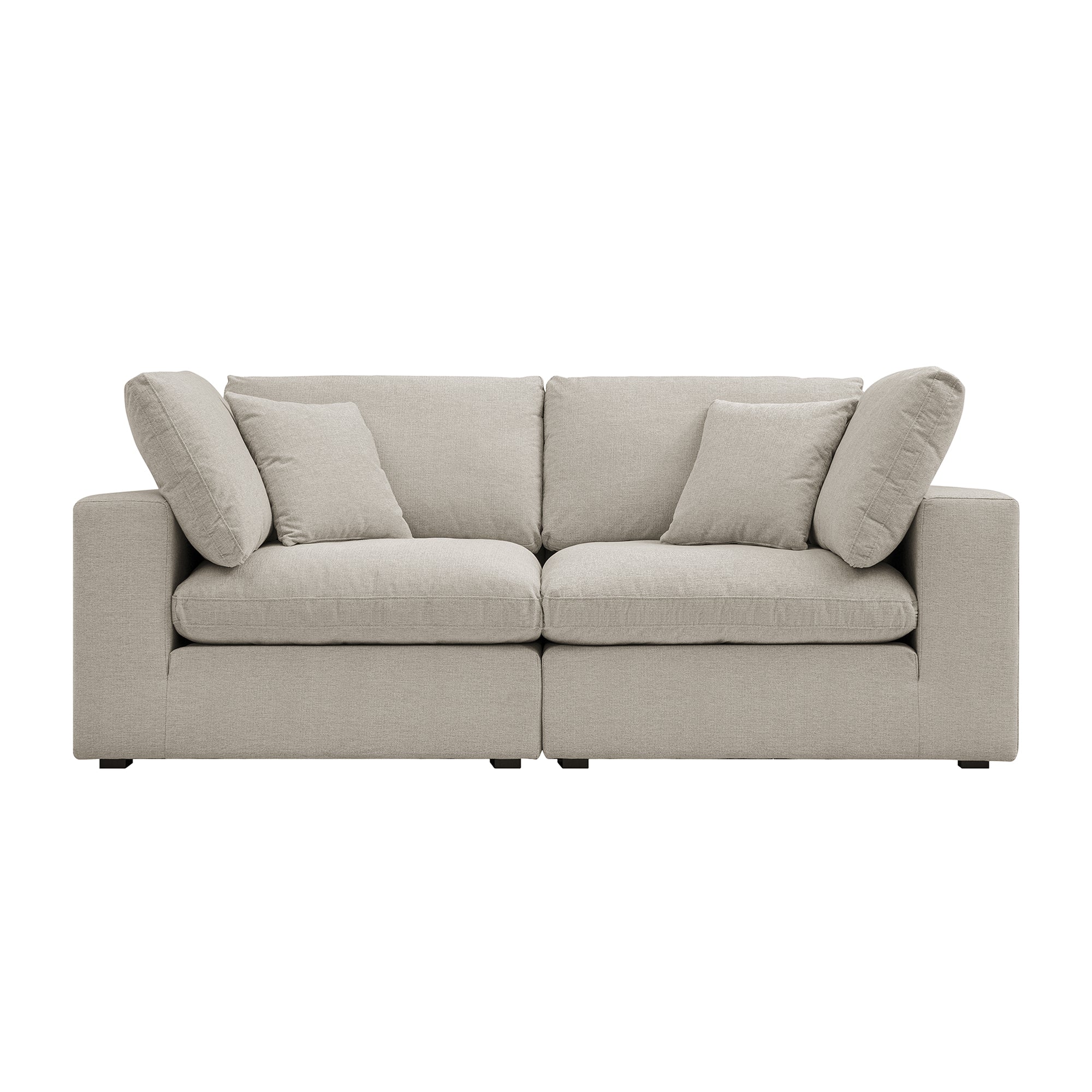 Lutyens Oatmeal Weave Fabric Sectional Sofa, 2-Piece