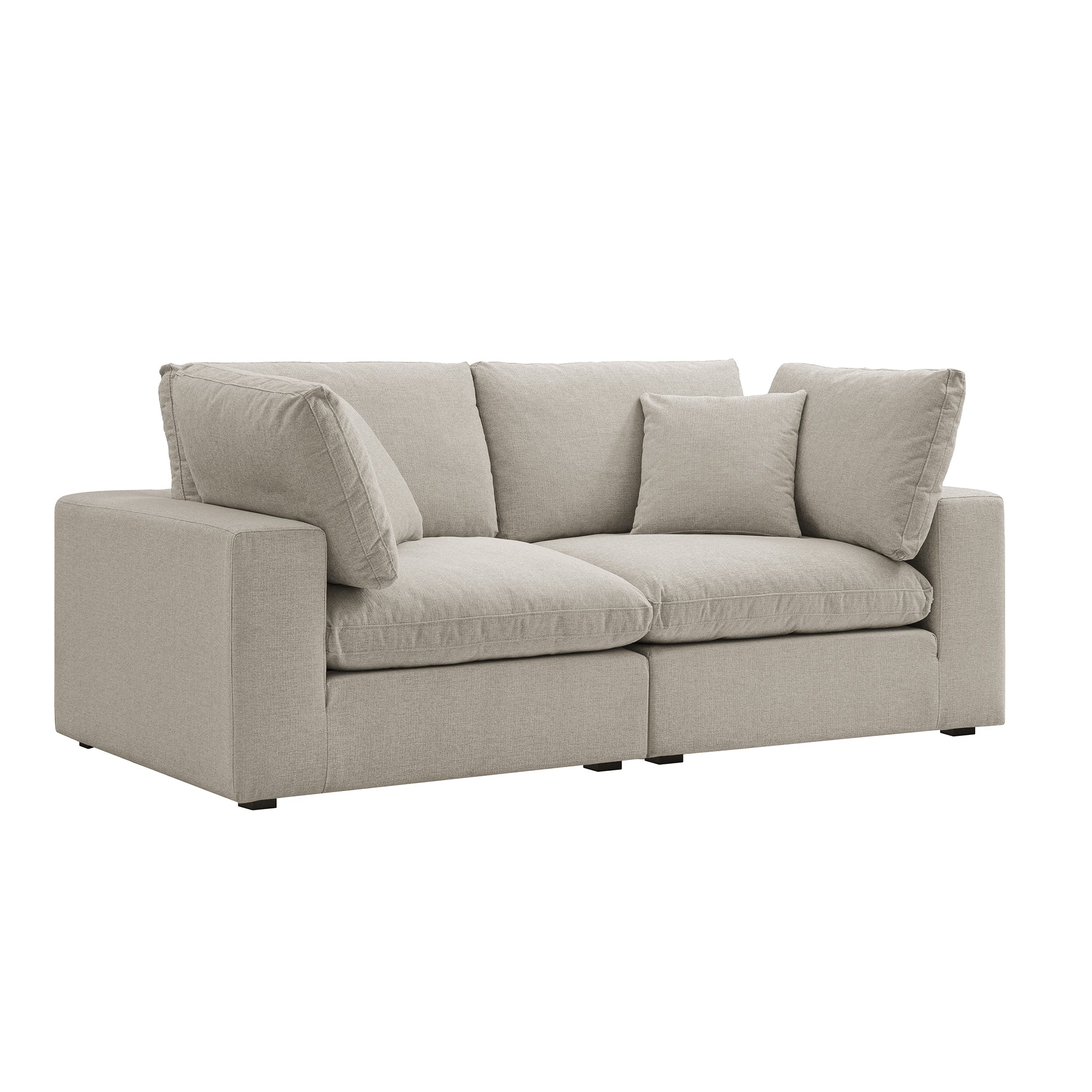 Lutyens Oatmeal Weave Fabric Sectional Sofa, 2-Piece