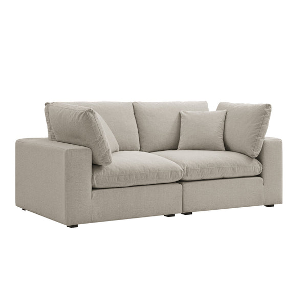 Lutyens Oatmeal Weave Fabric Sectional Sofa, 2-Piece