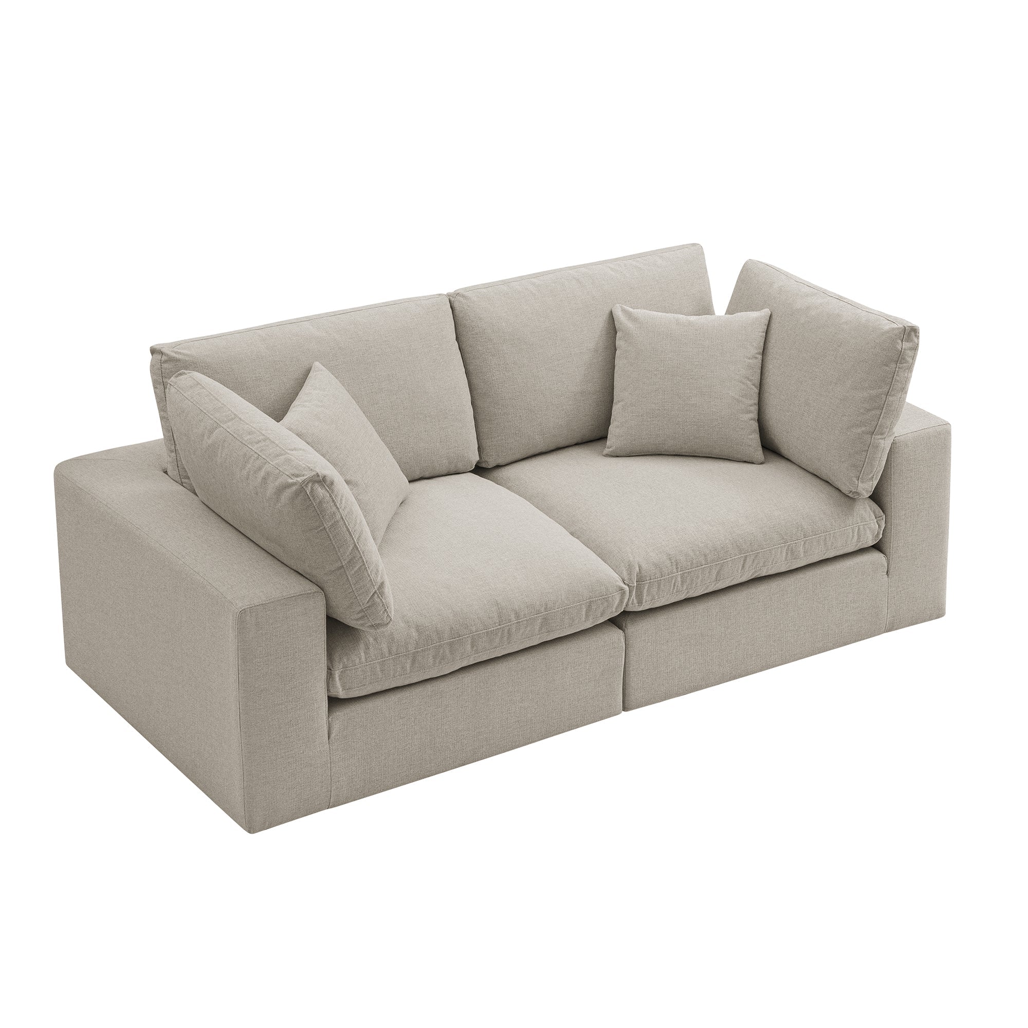 Lutyens Oatmeal Weave Fabric Sectional Sofa, 2-Piece