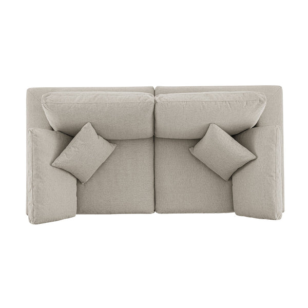 Lutyens Oatmeal Weave Fabric Sectional Sofa, 2-Piece