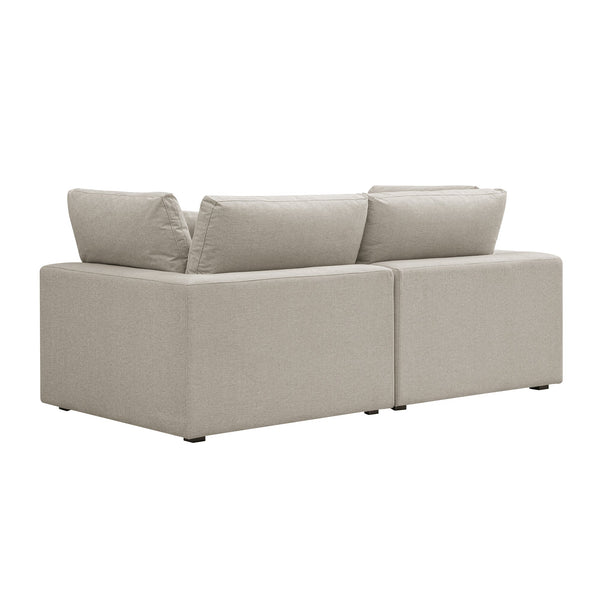 Lutyens Oatmeal Weave Fabric Sectional Sofa, 2-Piece