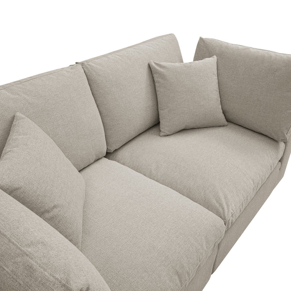 Lutyens Oatmeal Weave Fabric Sectional Sofa, 2-Piece