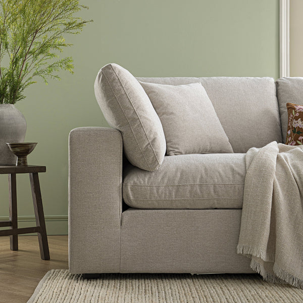 Lutyens Oatmeal Weave Fabric Sectional Sofa, 2-Piece