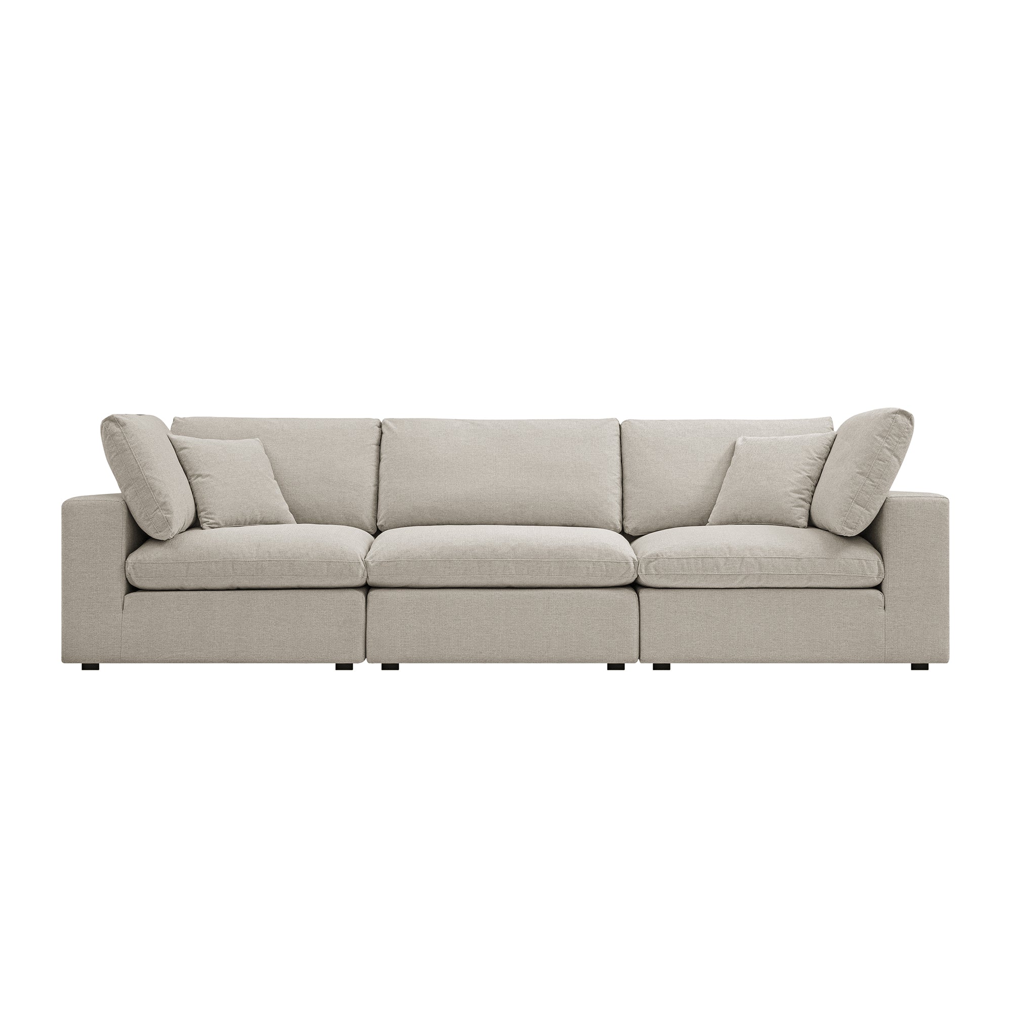 Lutyens Oatmeal Weave Fabric Sectional Sofa, 3-Piece