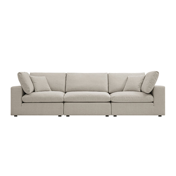 Lutyens Oatmeal Weave Fabric Sectional Sofa, 3-Piece