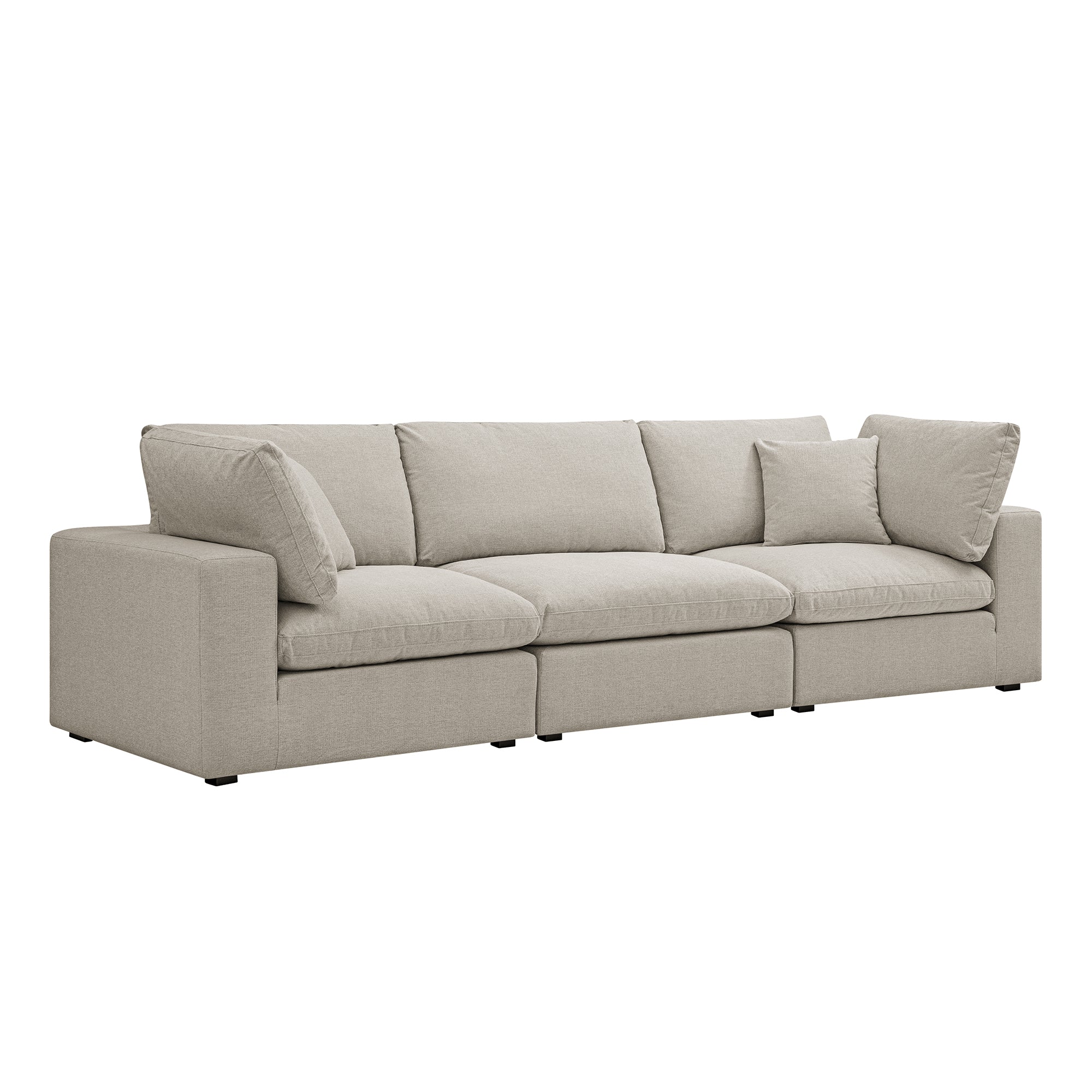Lutyens Oatmeal Weave Fabric Sectional Sofa, 3-Piece