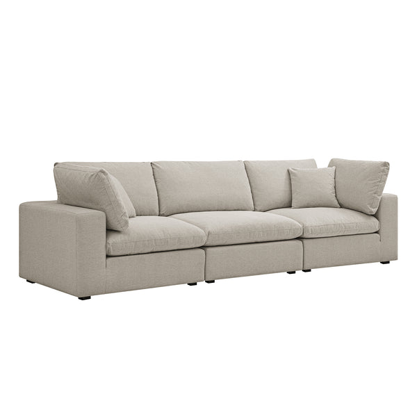 Lutyens Oatmeal Weave Fabric Sectional Sofa, 3-Piece