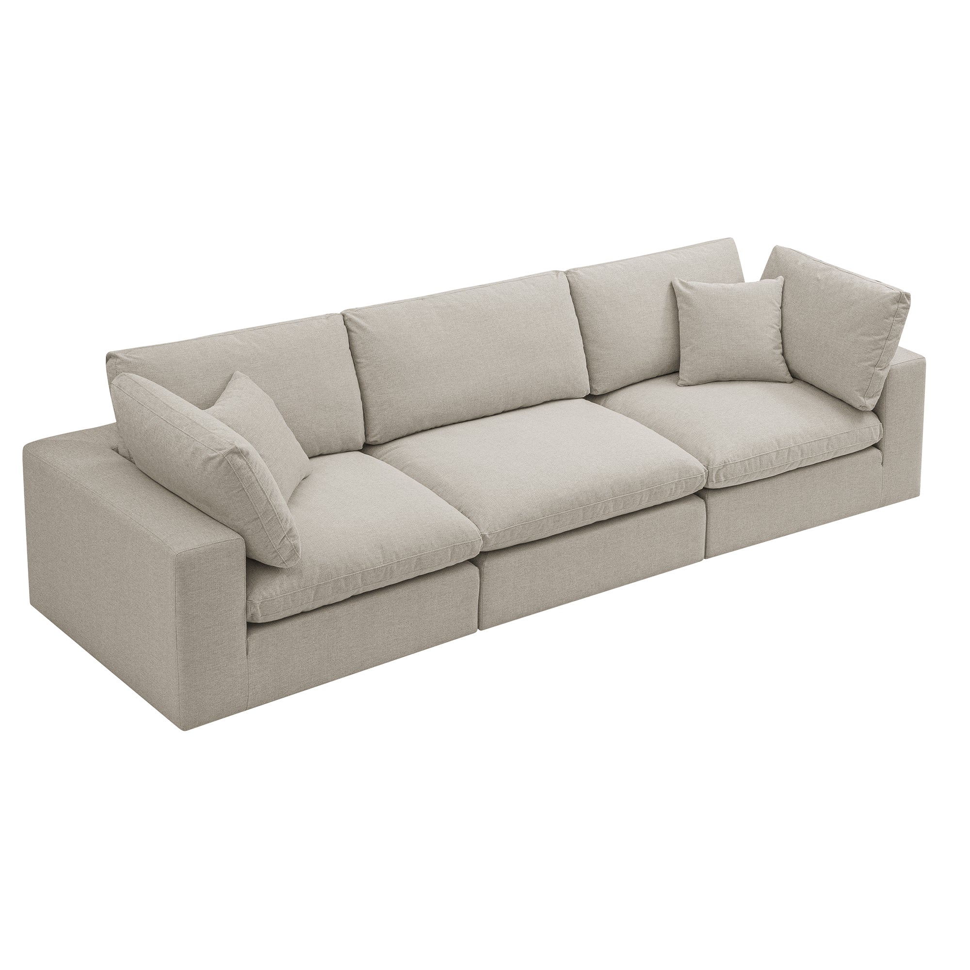 Lutyens Oatmeal Weave Fabric Sectional Sofa, 3-Piece