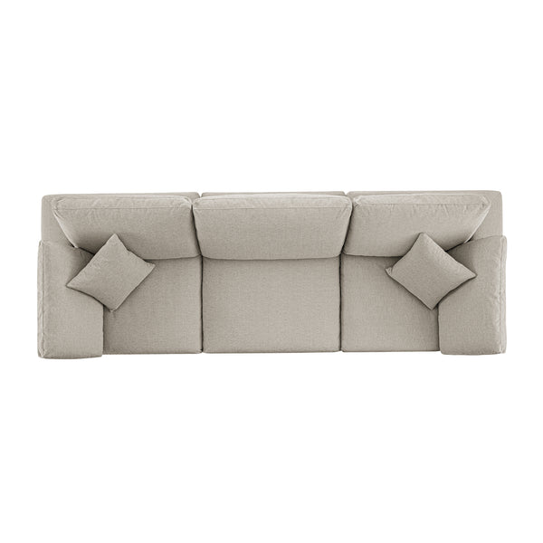 Lutyens Oatmeal Weave Fabric Sectional Sofa, 3-Piece
