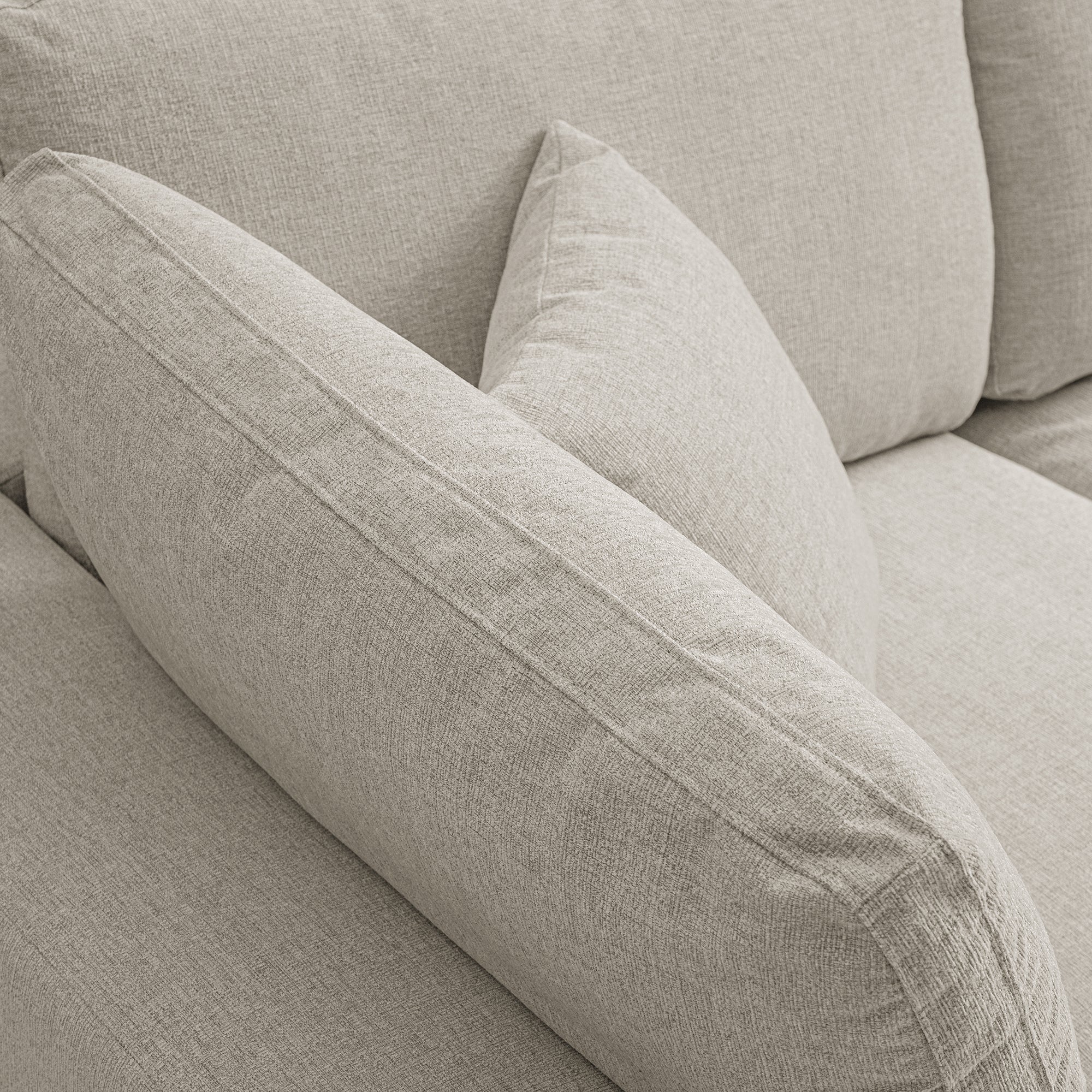 Lutyens Oatmeal Weave Fabric Sectional Sofa, 3-Piece