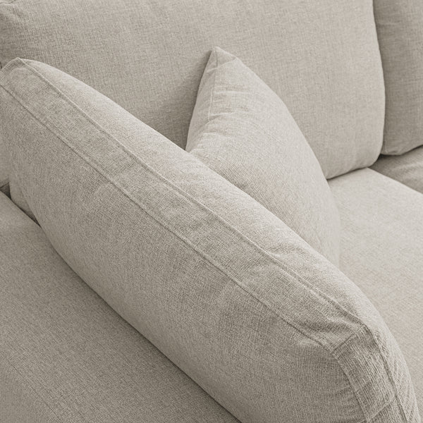 Lutyens Oatmeal Weave Fabric Sectional Sofa, 3-Piece