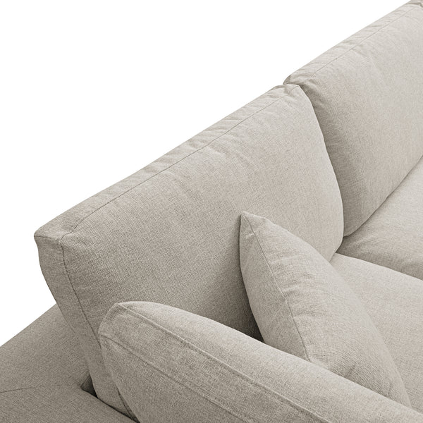 Lutyens Oatmeal Weave Fabric Sectional Sofa, 3-Piece