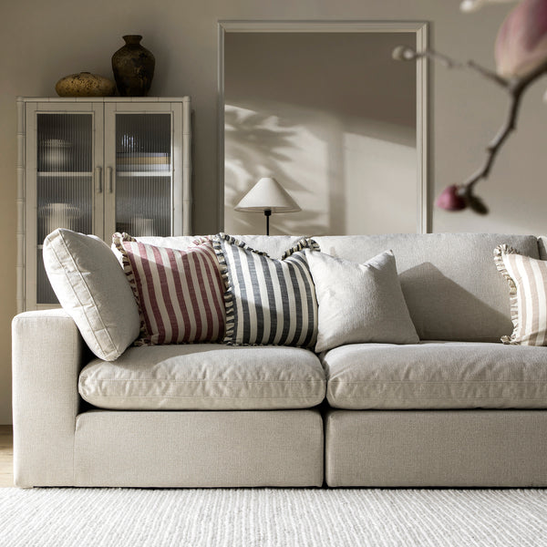 Lutyens Oatmeal Weave Fabric Sectional Sofa, 3-Piece