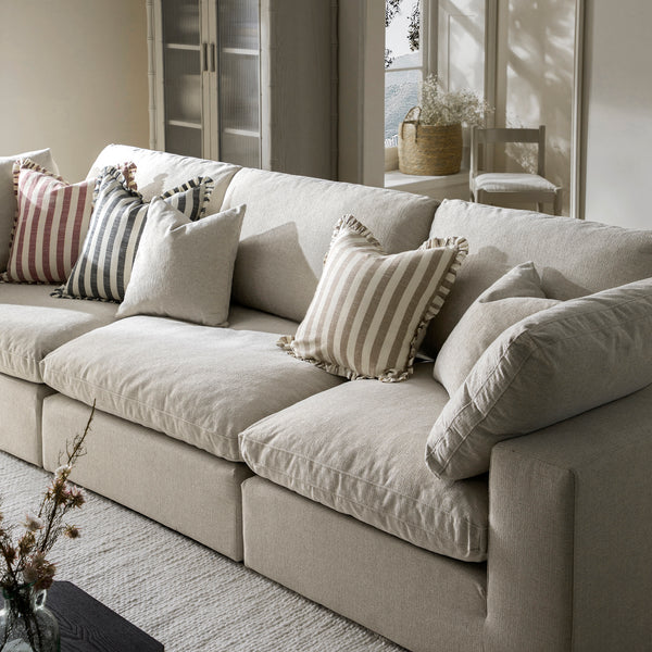 Lutyens Oatmeal Weave Fabric Sectional Sofa, 3-Piece