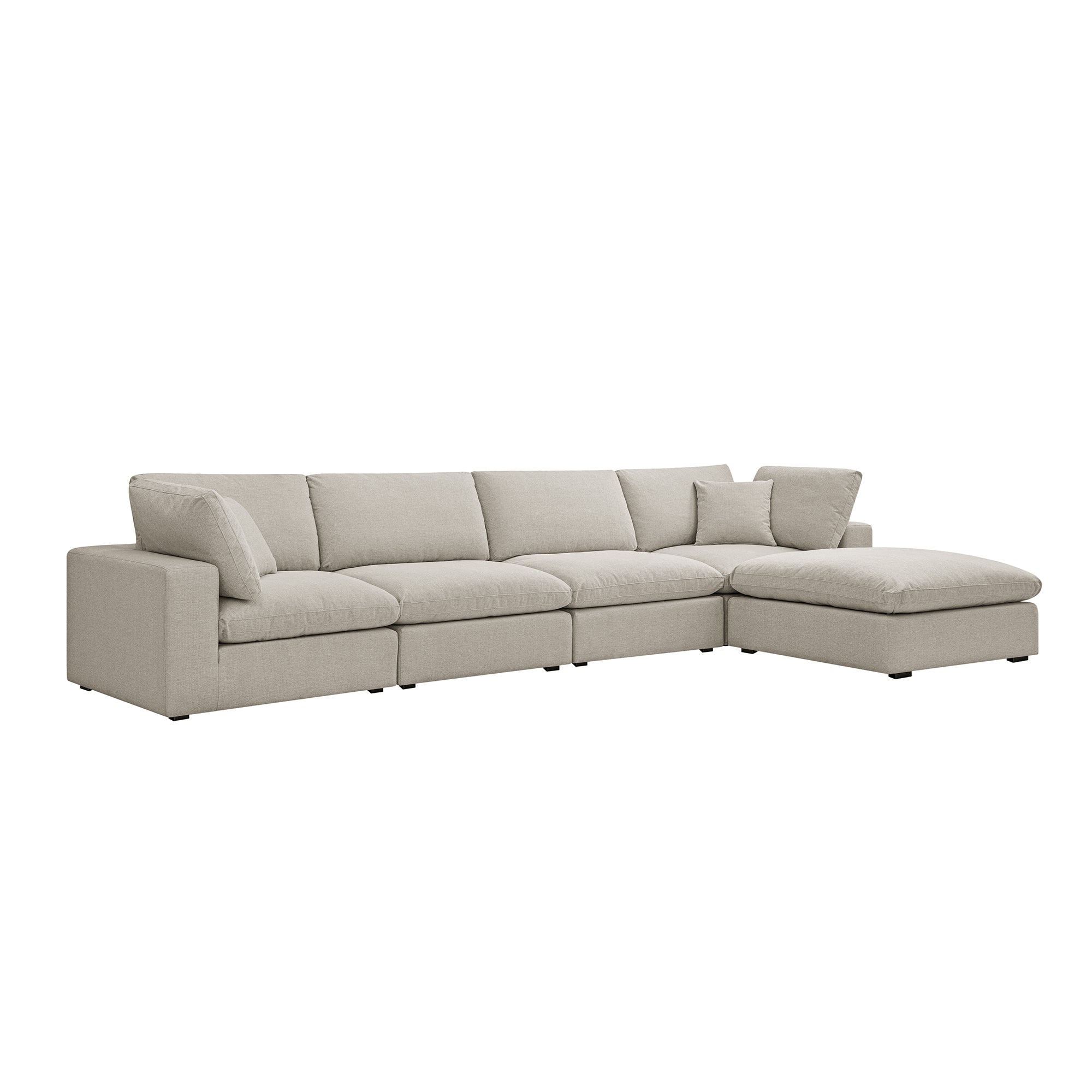 Lutyens Oatmeal Weave Fabric Sectional Sofa, 4-Piece Chaise