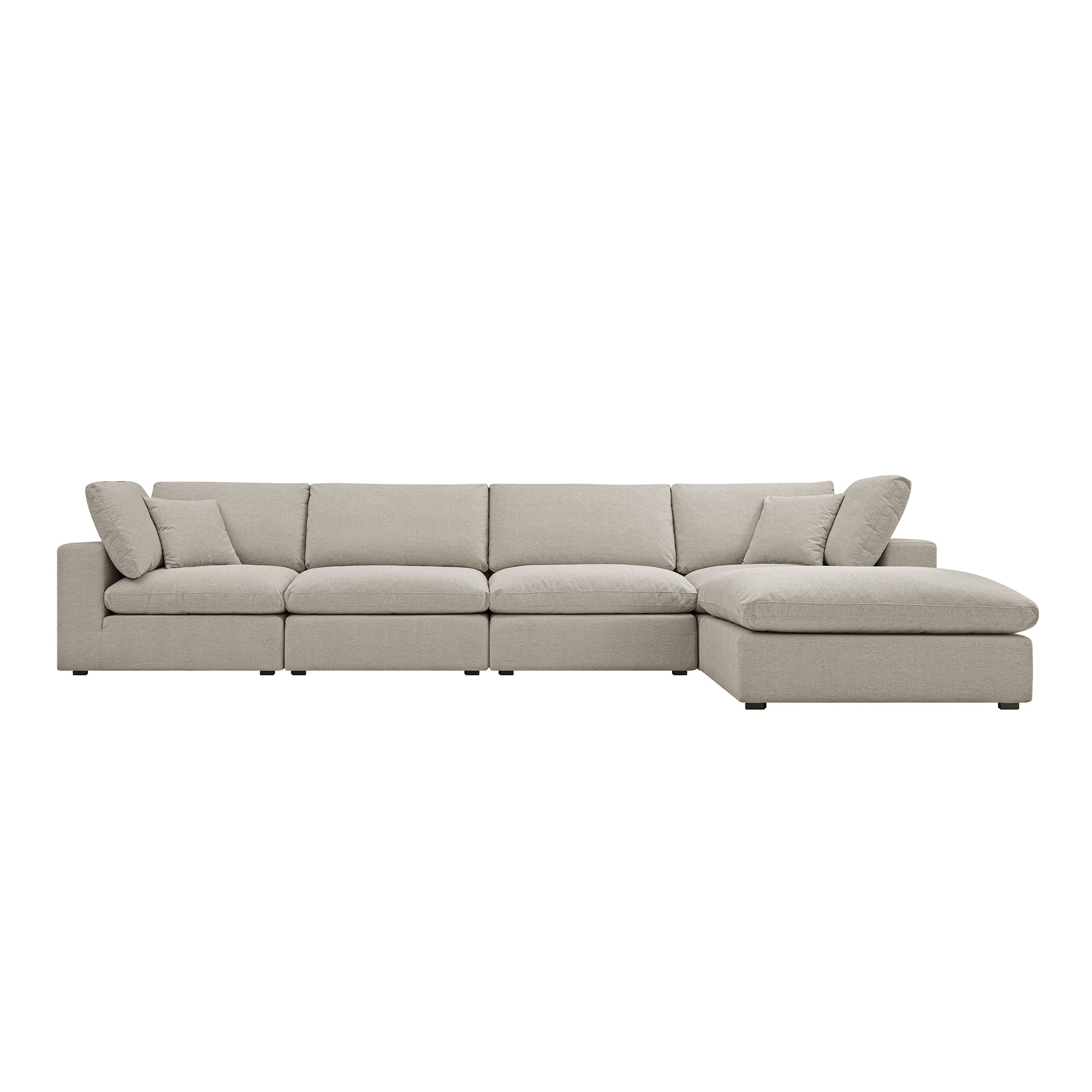 Lutyens Oatmeal Weave Fabric Sectional Sofa, 4-Piece Chaise