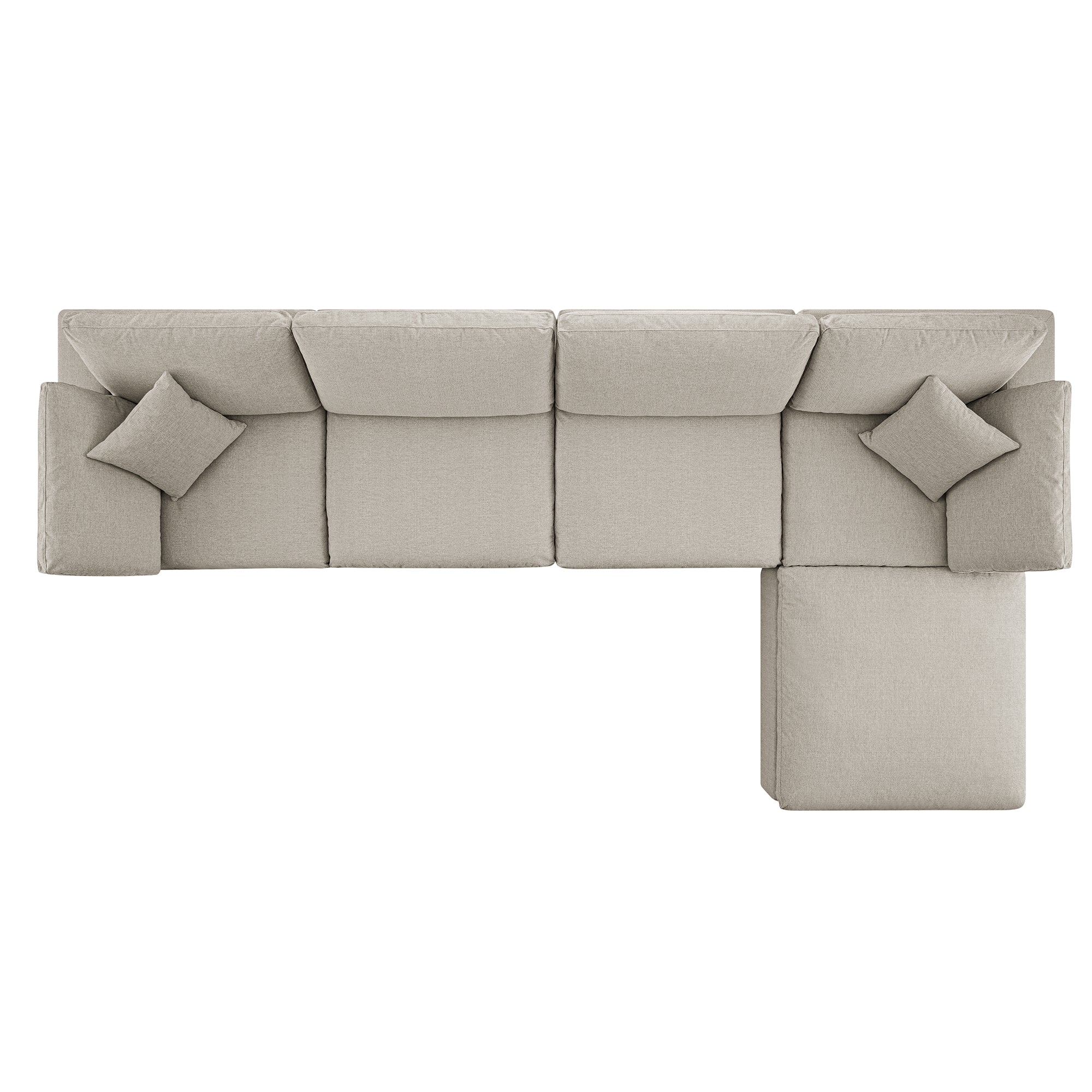 Lutyens Oatmeal Weave Fabric Sectional Sofa, 4-Piece Chaise