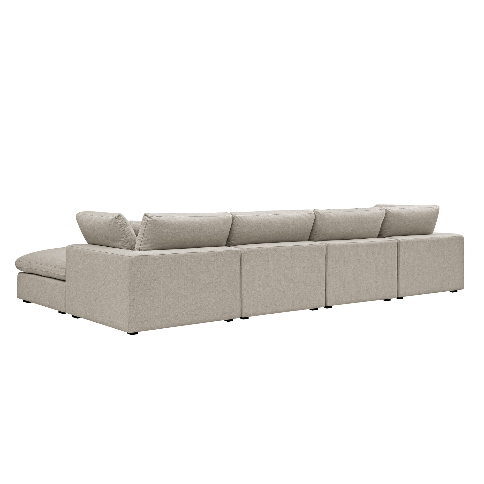 Lutyens Oatmeal Weave Fabric Sectional Sofa, 4-Piece Chaise