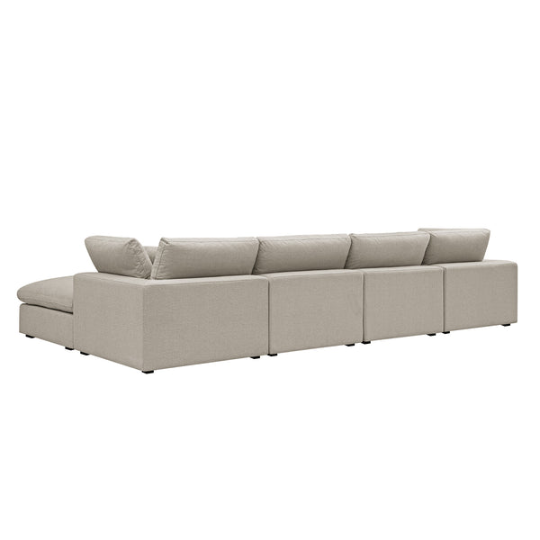 Lutyens Oatmeal Weave Fabric Sectional Sofa, 4-Piece Chaise