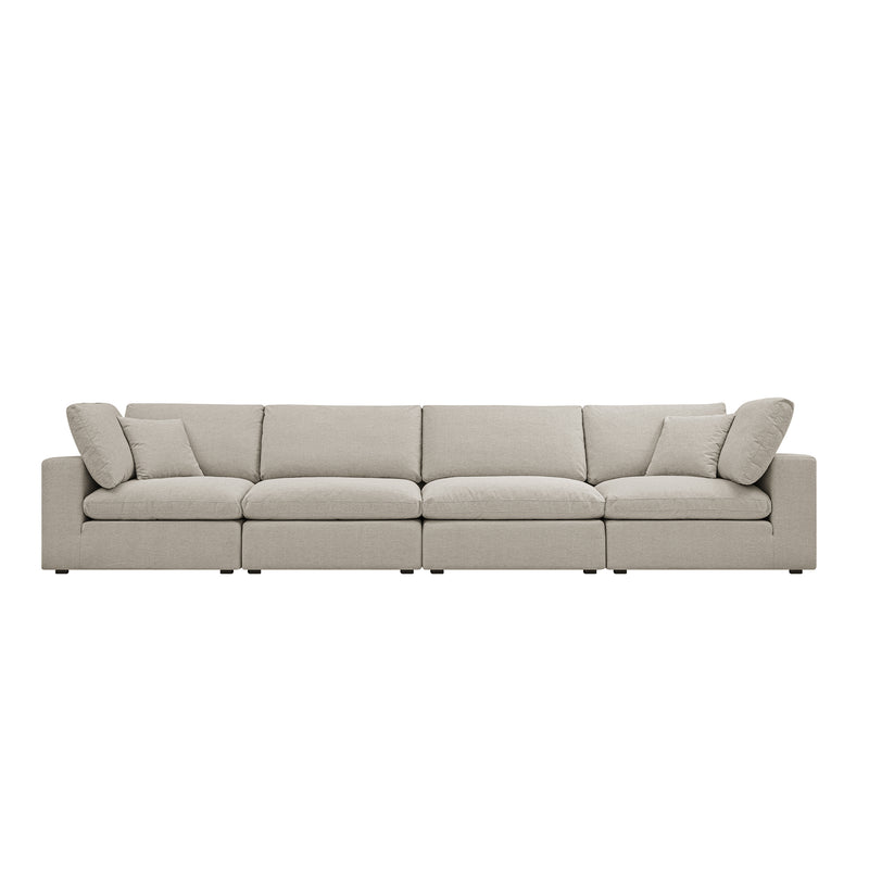 Lutyens Oatmeal Weave Fabric Sectional Sofa, 4-Piece