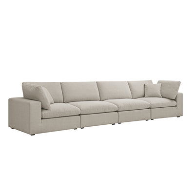 Lutyens Oatmeal Weave Fabric Sectional Sofa, 4-Piece