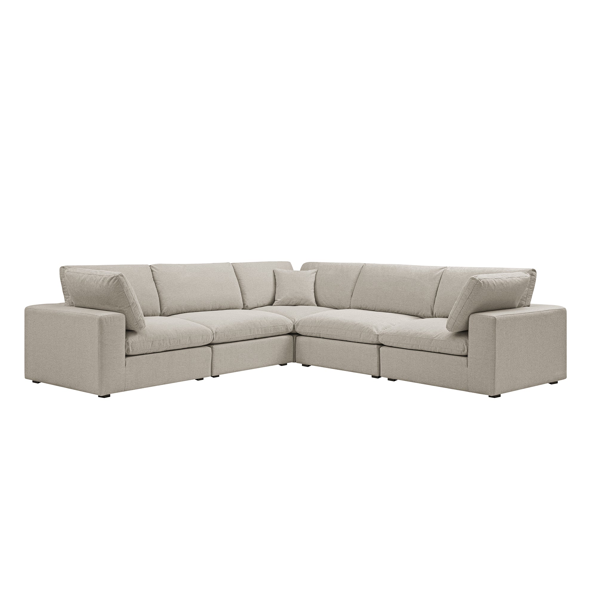 Lutyens Oatmeal Weave Fabric Blend Sectional Sofa, 5-Piece Corner Set
