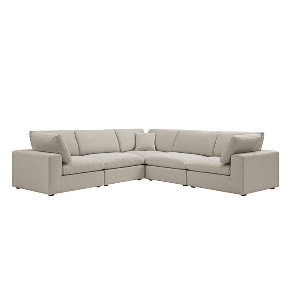 Lutyens Oatmeal Weave Fabric Blend Sectional Sofa, 5-Piece Corner Set