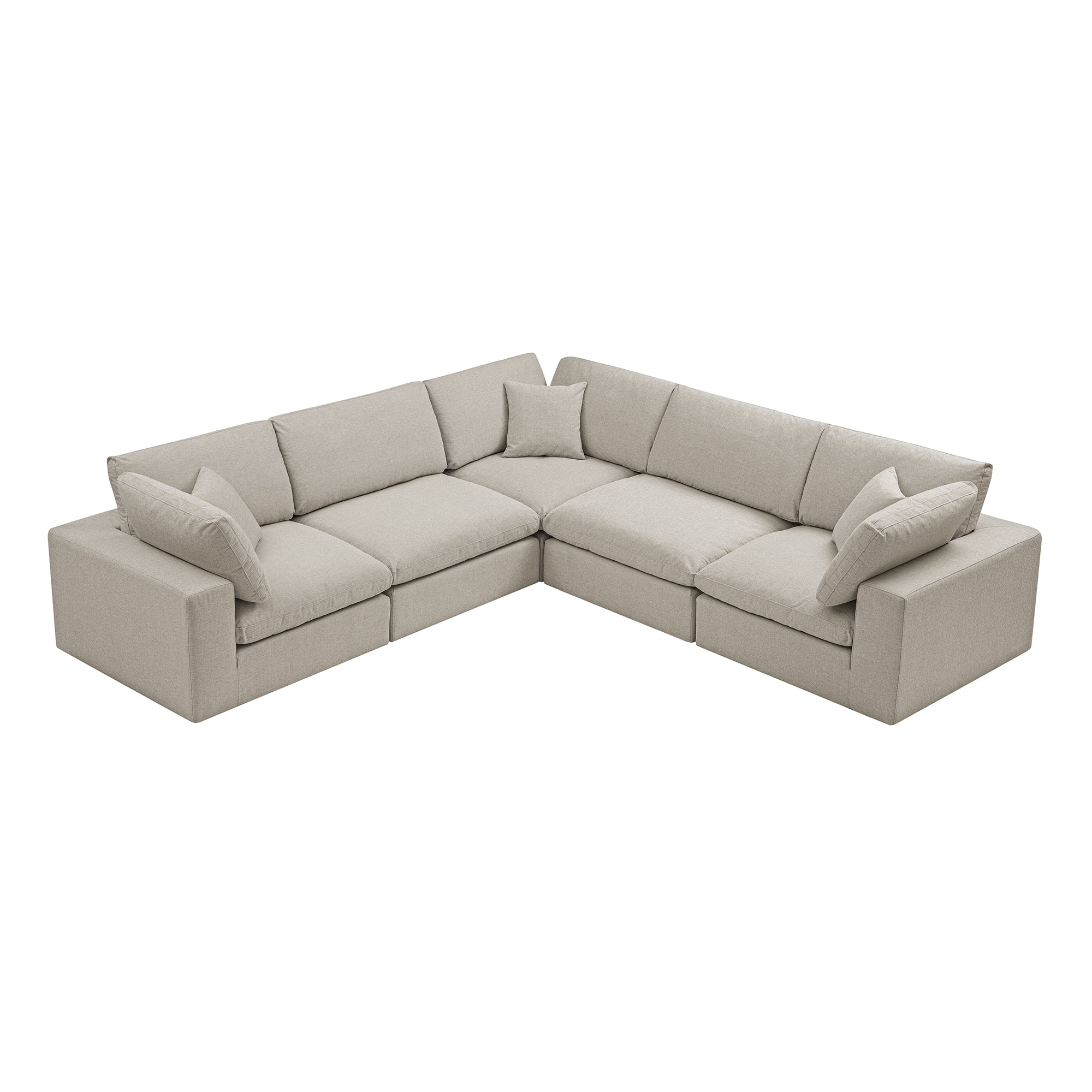 Lutyens Oatmeal Weave Fabric Blend Sectional Sofa, 5-Piece Corner Set