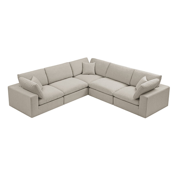 Lutyens Oatmeal Weave Fabric Blend Sectional Sofa, 5-Piece Corner Set