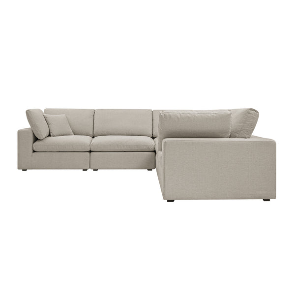 Lutyens Oatmeal Weave Fabric Blend Sectional Sofa, 5-Piece Corner Set