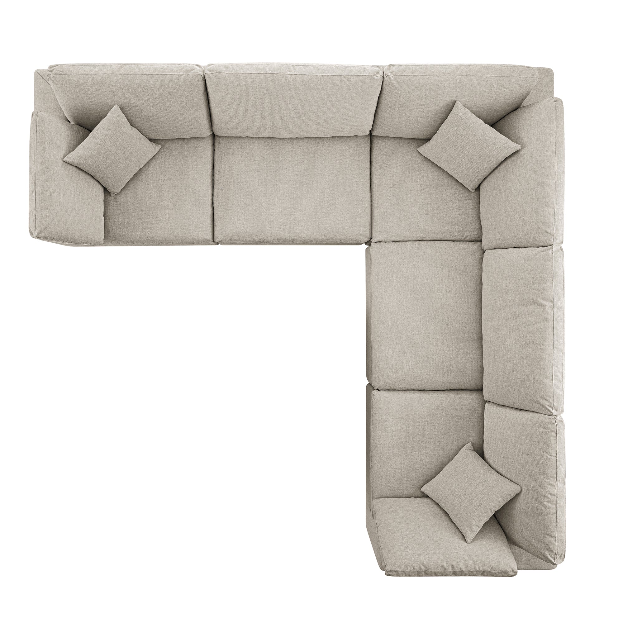 Lutyens Oatmeal Weave Fabric Blend Sectional Sofa, 5-Piece Corner Set