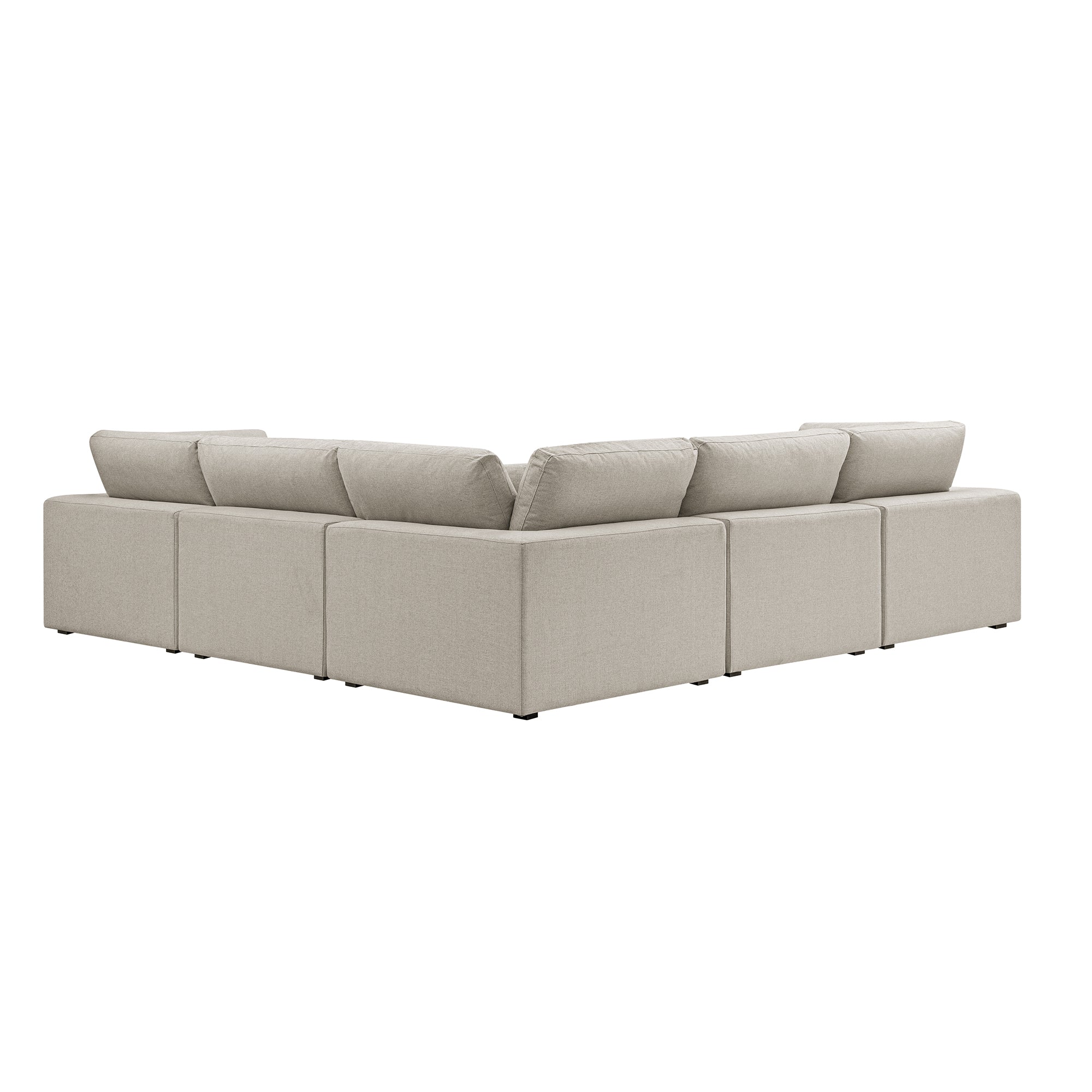 Lutyens Oatmeal Weave Fabric Blend Sectional Sofa, 5-Piece Corner Set