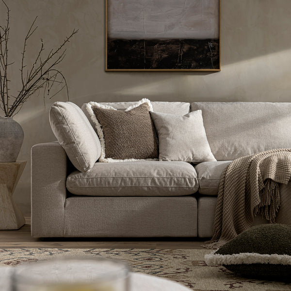 Lutyens Oatmeal Weave Fabric Blend Sectional Sofa, 5-Piece Corner Set