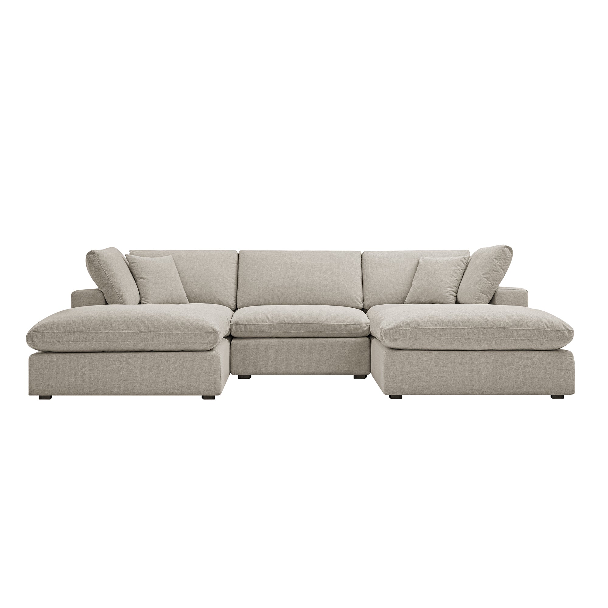 Lutyens Oatmeal Weave Fabric Sectional Sofa, 5-Piece U-Shape Set