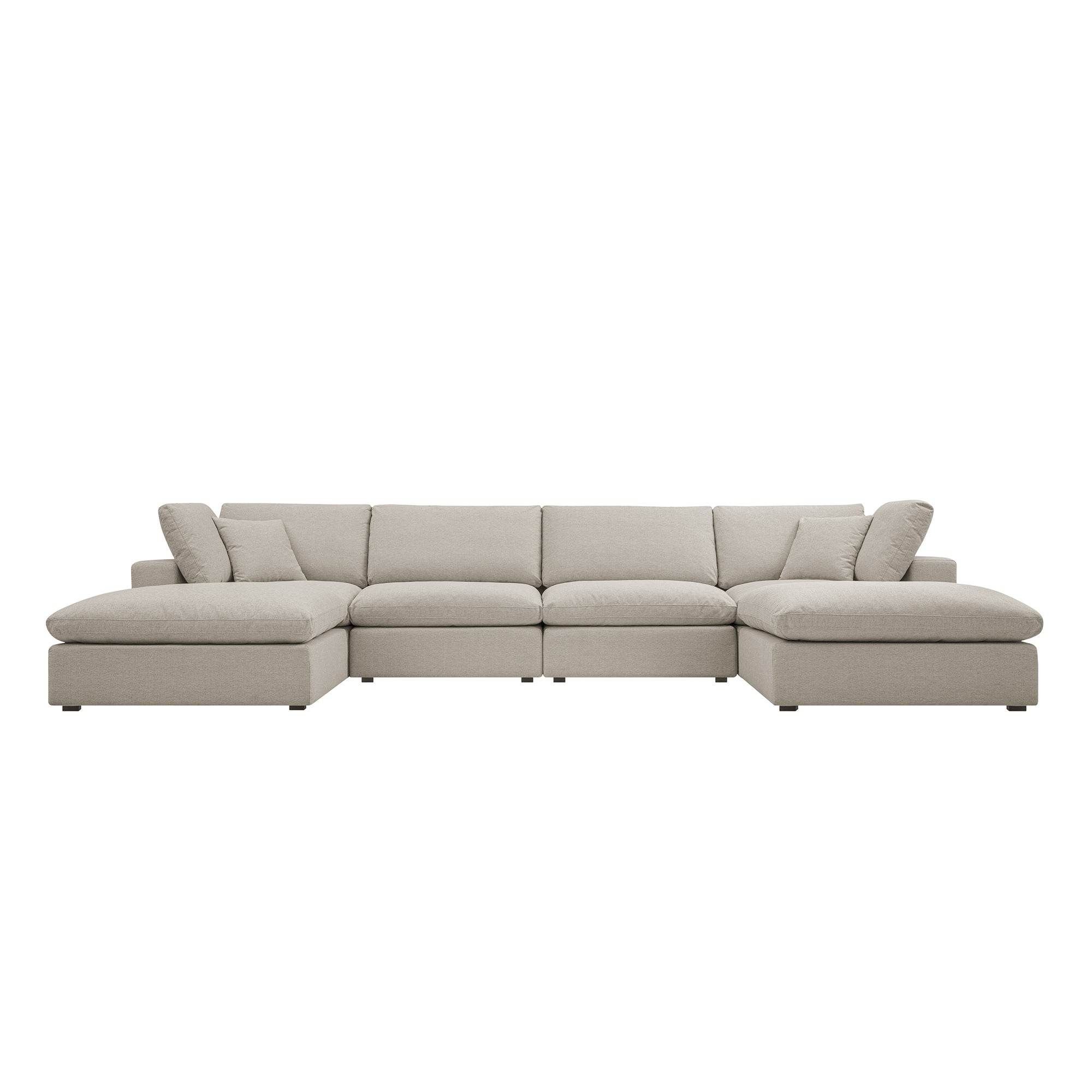 Lutyens Oatmeal Weave Fabric Sectional Sofa, 6-Piece U-Shape Set