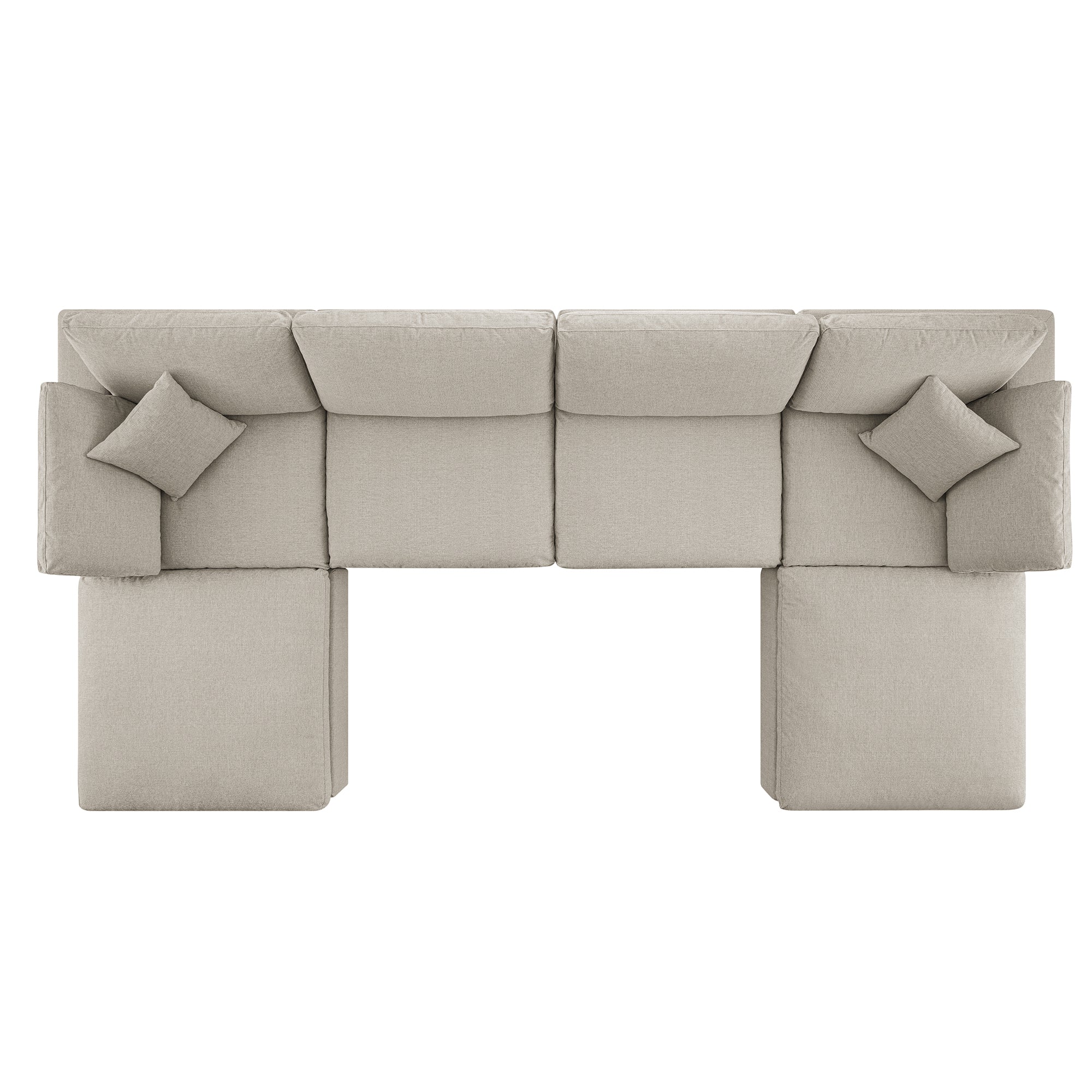 Lutyens Oatmeal Weave Fabric Sectional Sofa, 6-Piece U-Shape Set