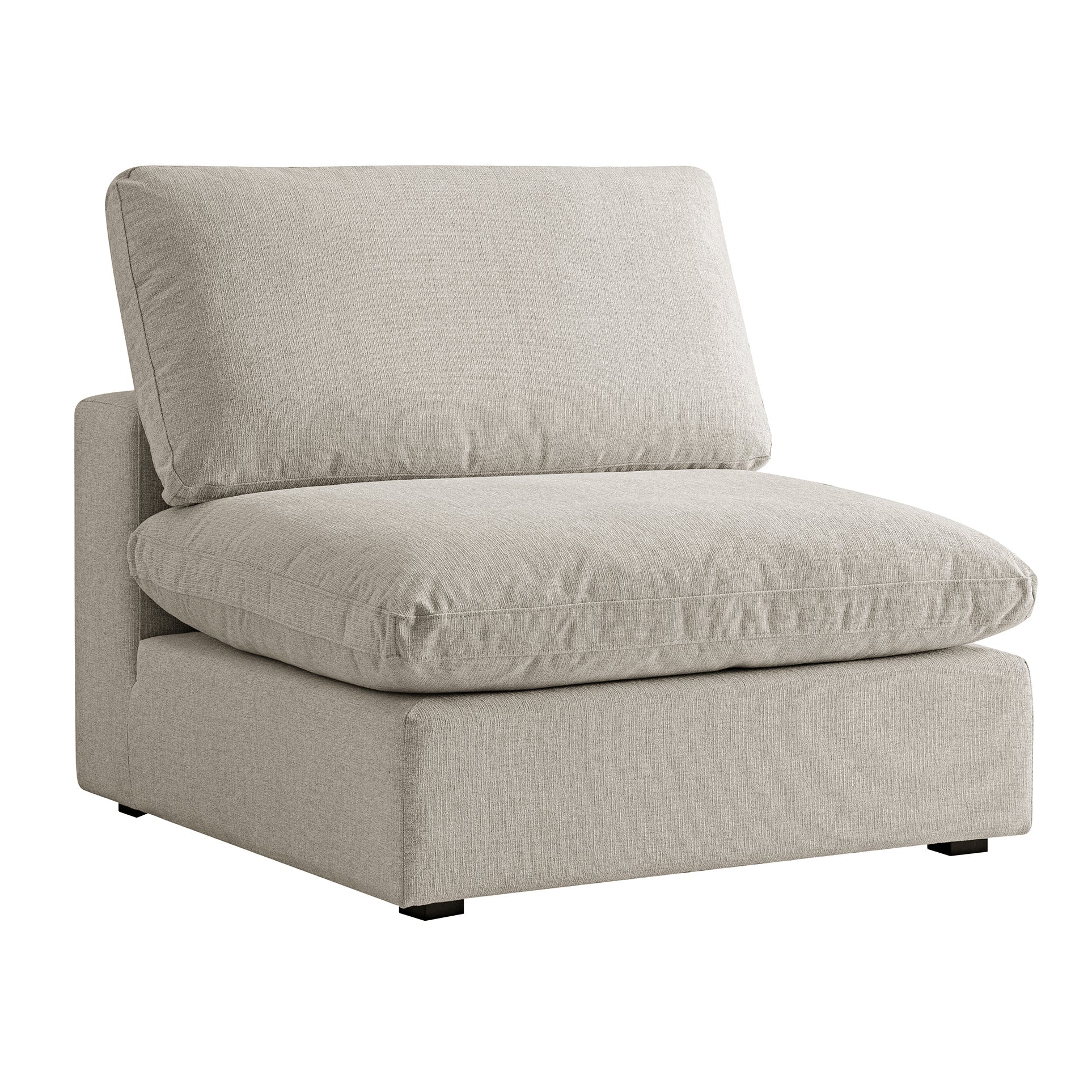 Lutyens Oatmeal Weave Fabric Sectional Sofa, Armless Seat