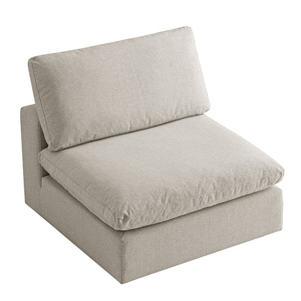Lutyens Oatmeal Weave Fabric Sectional Sofa, Armless Seat