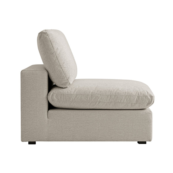 Lutyens Oatmeal Weave Fabric Sectional Sofa, Armless Seat