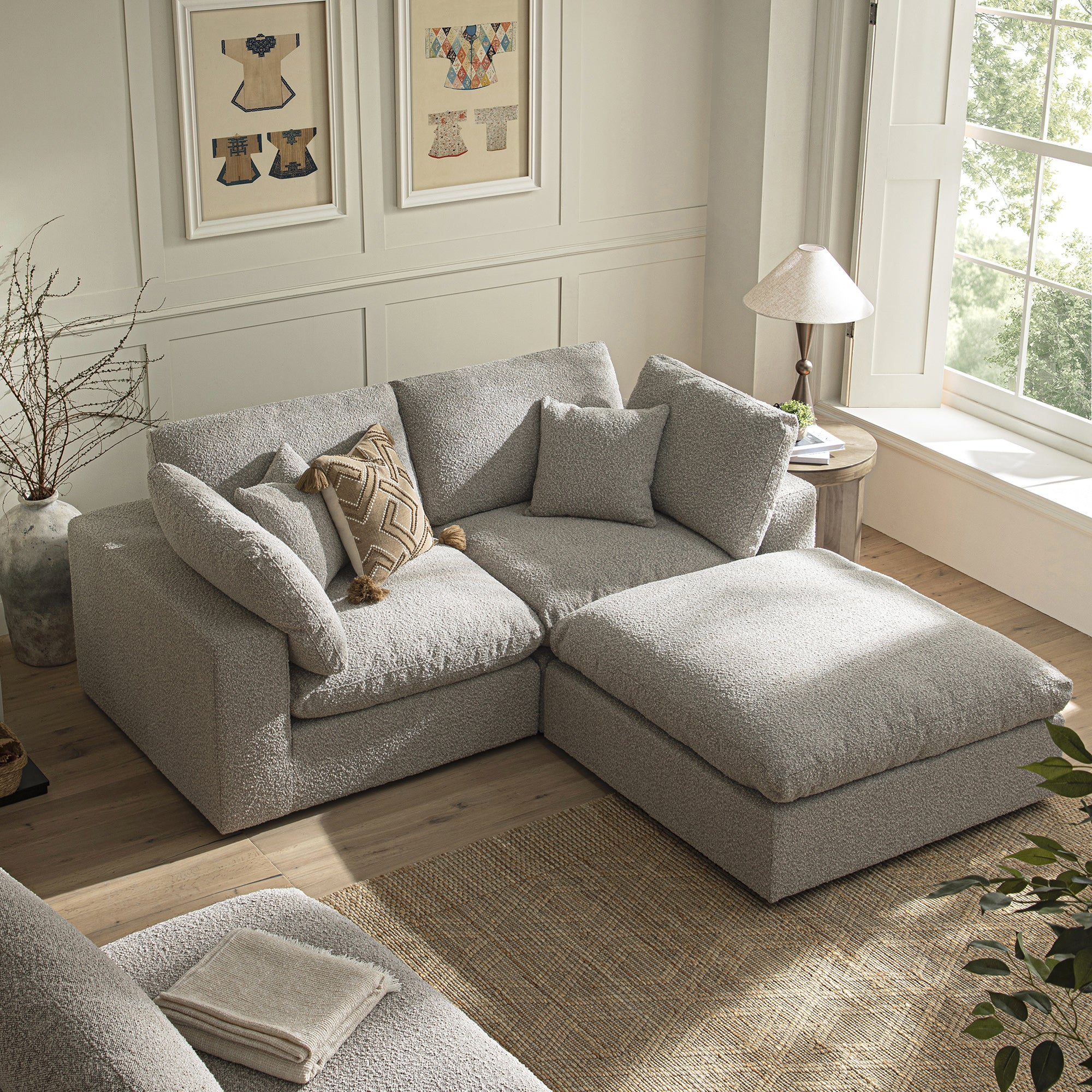 Lutyens Taupe Boucle Sectional Sofa, 2-Piece Chaise