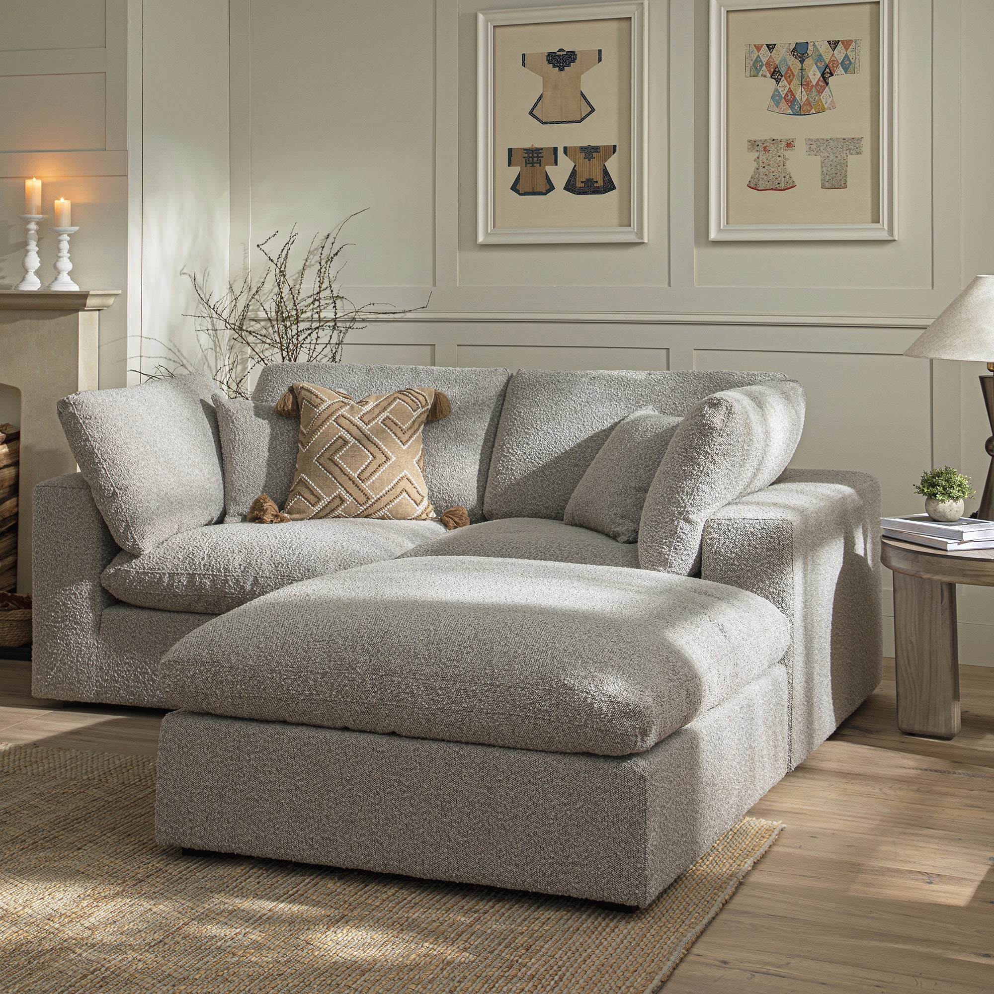 Lutyens Taupe Boucle Sectional Sofa, 2-Piece Chaise