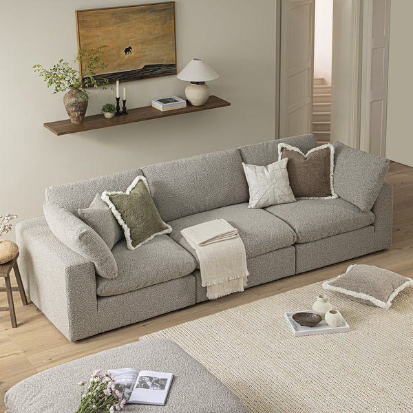 Lutyens Taupe Boucle Sectional Sofa, 3-Piece