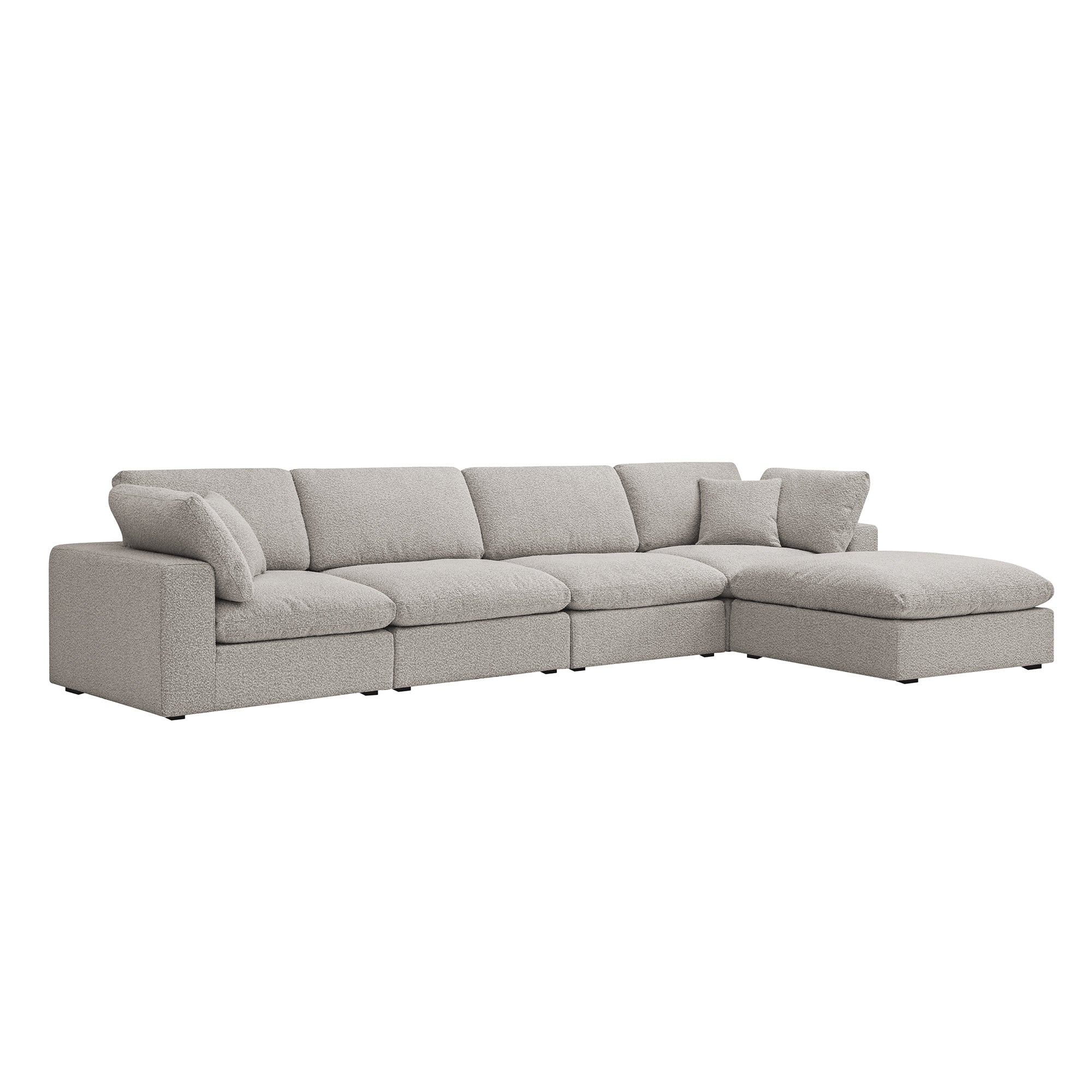 Lutyens Taupe Boucle Sectional  Sofa, 4-Piece Chaise
