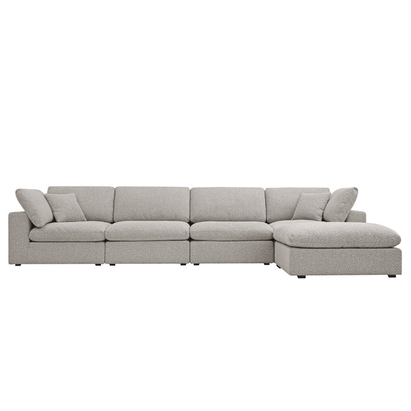 Lutyens Taupe Boucle Sectional  Sofa, 4-Piece Chaise