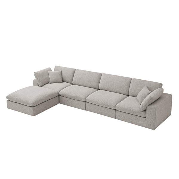 Lutyens Taupe Boucle Sectional  Sofa, 4-Piece Chaise
